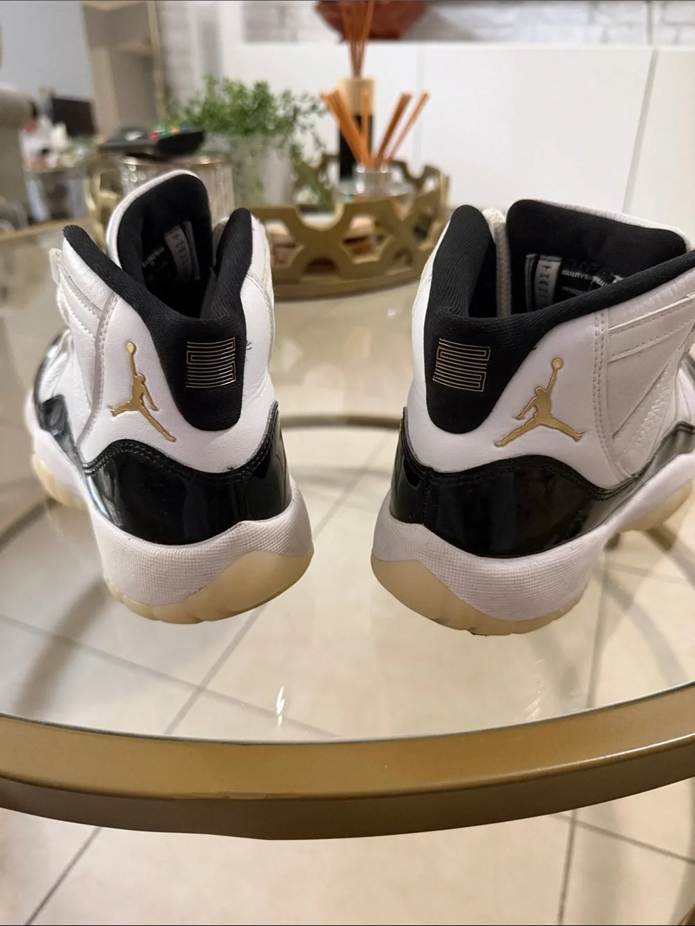 Jordan Kids Gold White and Black High-Top Sneakers